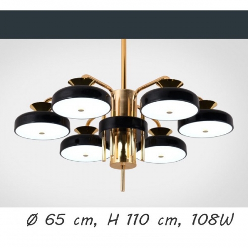 Lampa wisząca LED z pilotem czarno-złota 65cm L054